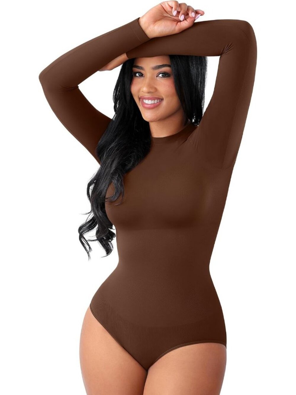 Women's Tummy Control Long Sleeve Shapewear Bodysuit for Smooth Silhouette